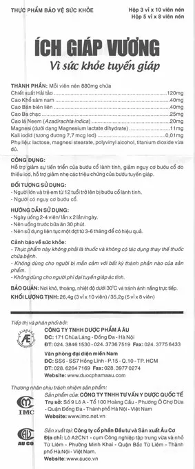 Thực phẩm bảo vệ sức khoẻ: Ích Giáp Vương 16