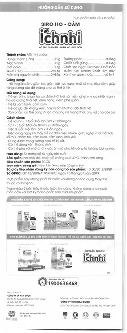 Thực phẩm bảo vệ sức khoẻ: Siro Ho - cảm Ích Nhi 13