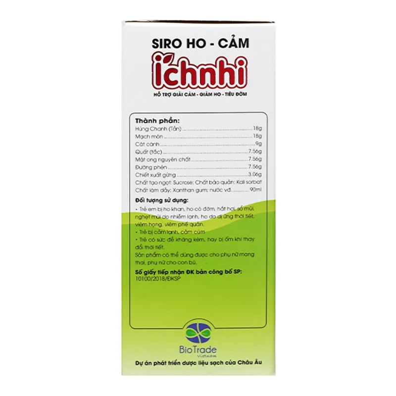 Thực phẩm bảo vệ sức khoẻ: Siro Ho - cảm Ích Nhi 9