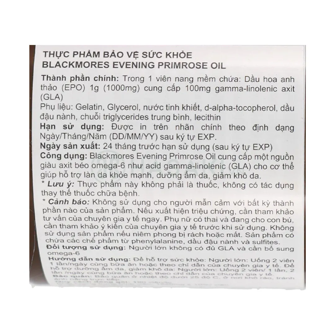 [HSD 02/2027] Thực Phẩm Bảo Vệ Sức Khỏe Blackmores Evening Primrose Oil 2