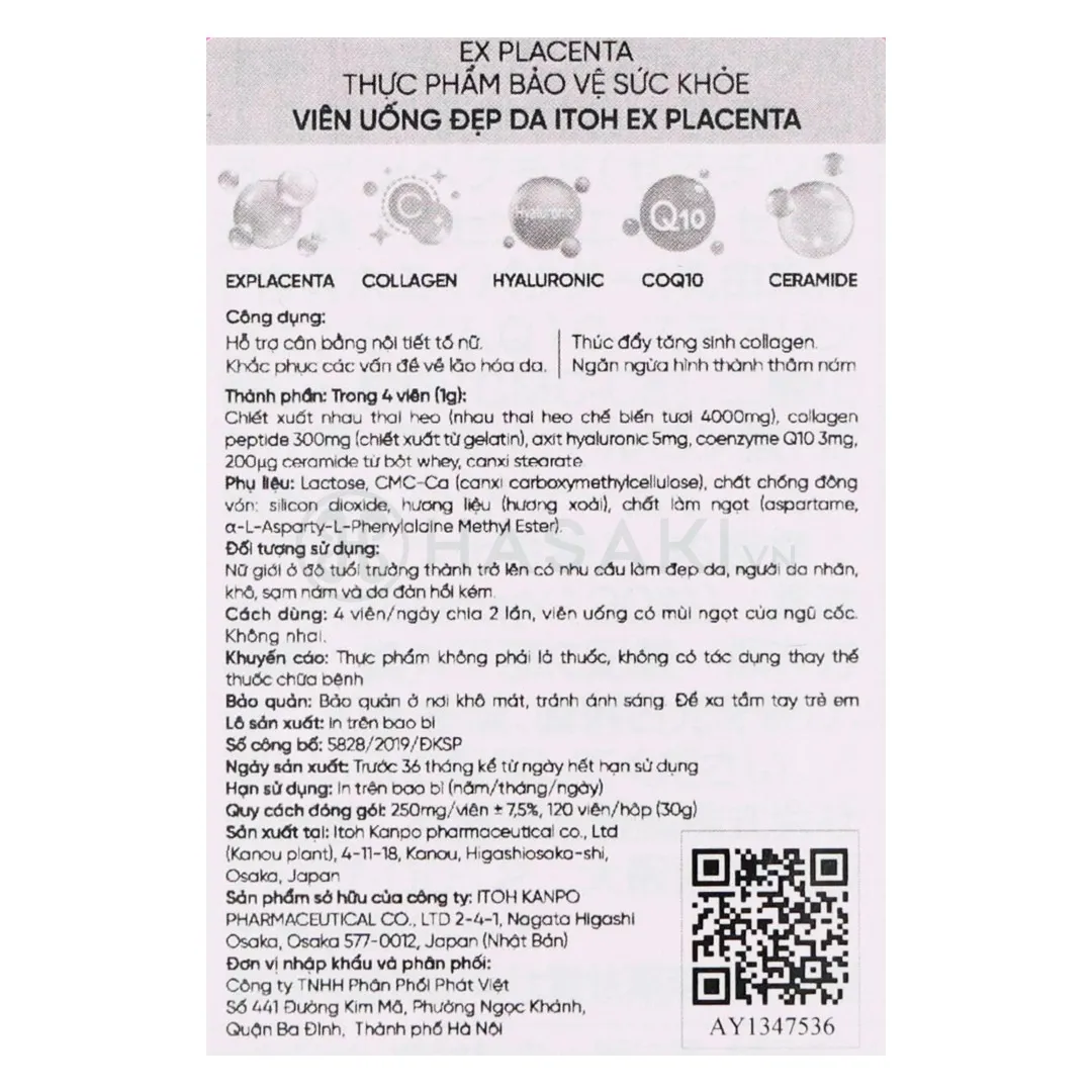 [HSD 04/2027] Thực Phẩm Bảo Vệ Sức Khỏe EX Placenta 2