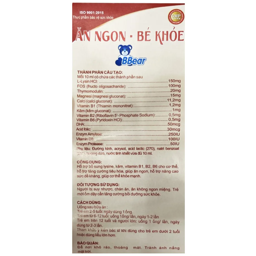 ĂN NGON BÉ KHỎE BBEAR THÀNH CÔNG 4 VỈ X 5 ỐNG 6