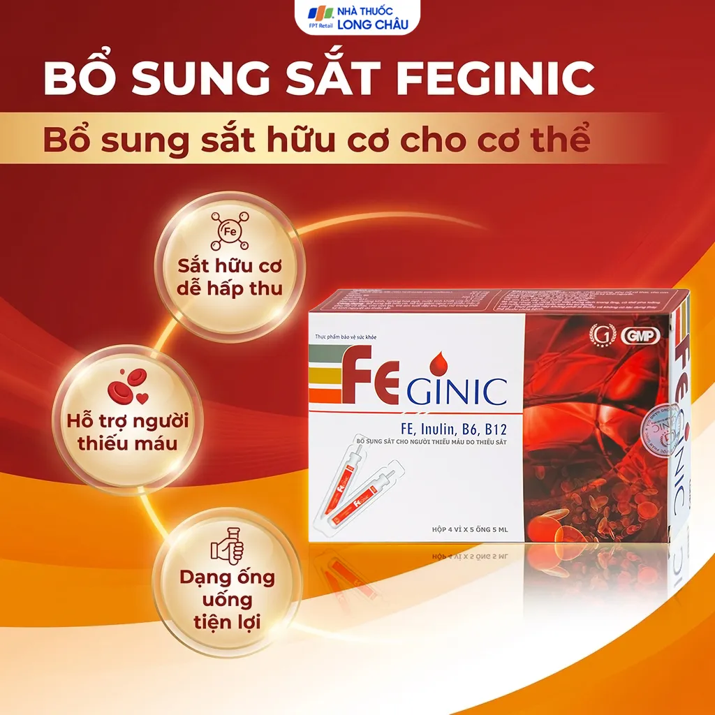 ỐNG UỐNG BỔ SUNG SẮT FEGINIC 4X5 ỐNG 5ML 2