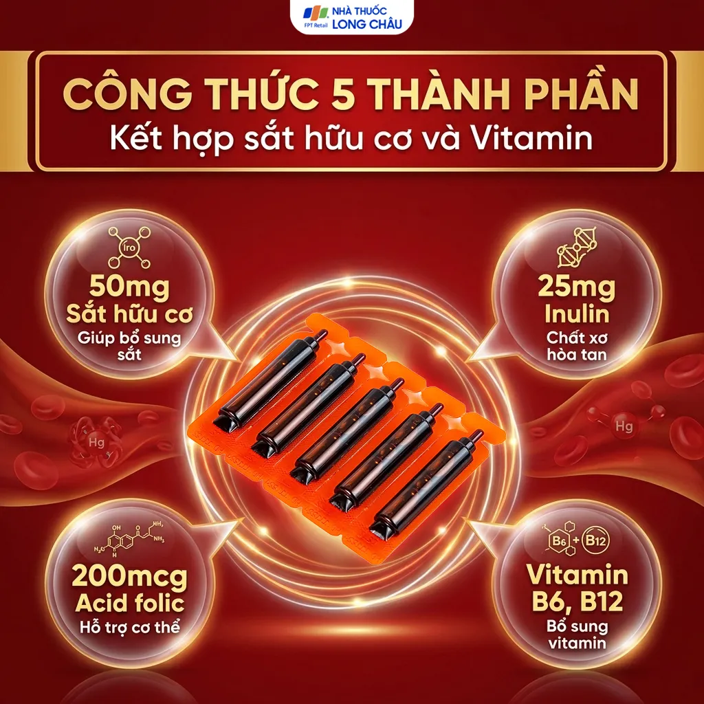 ỐNG UỐNG BỔ SUNG SẮT FEGINIC 4X5 ỐNG 5ML 3