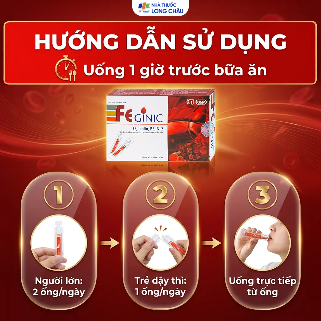 ỐNG UỐNG BỔ SUNG SẮT FEGINIC 4X5 ỐNG 5ML 5