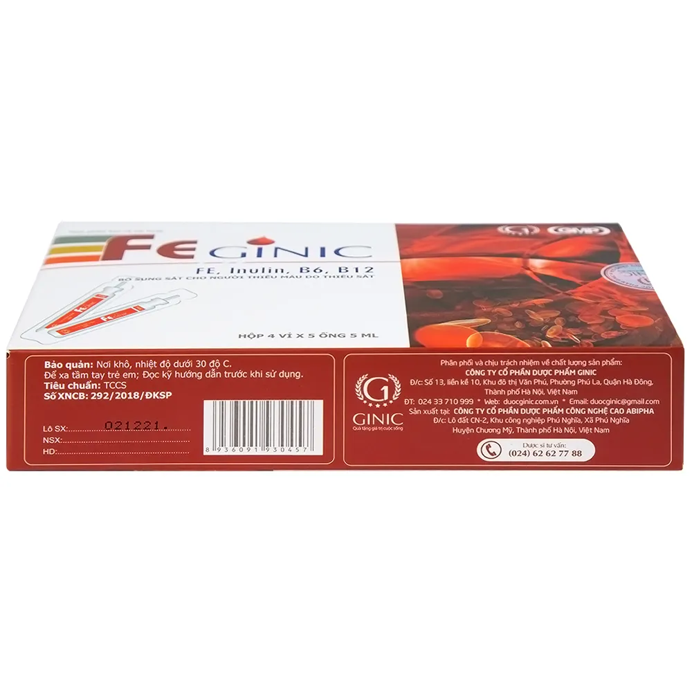 ỐNG UỐNG BỔ SUNG SẮT FEGINIC 4X5 ỐNG 5ML 6