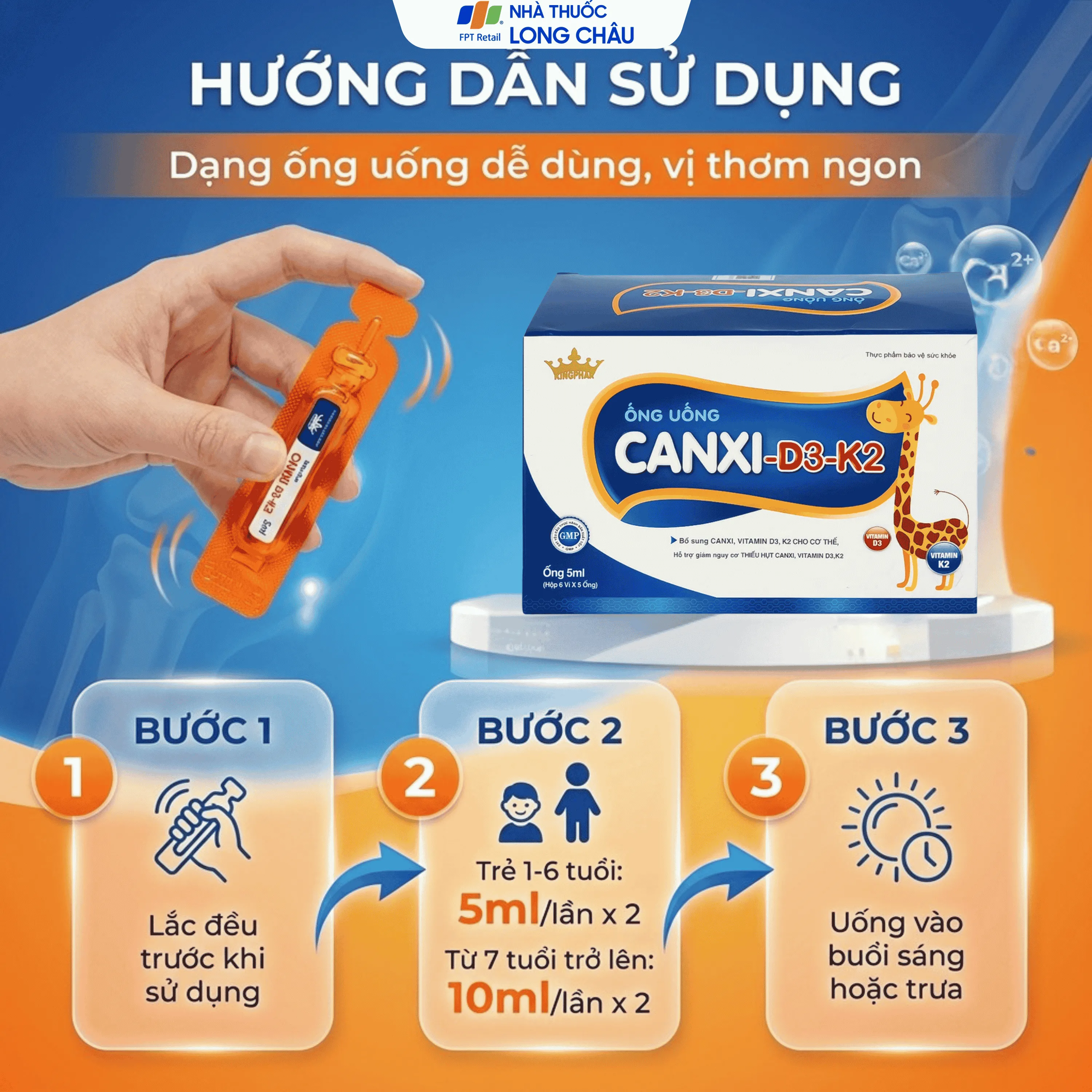 ỐNG UỐNG CANXI-D3-K2 KINGPHAR 6X5 ỐNG 5