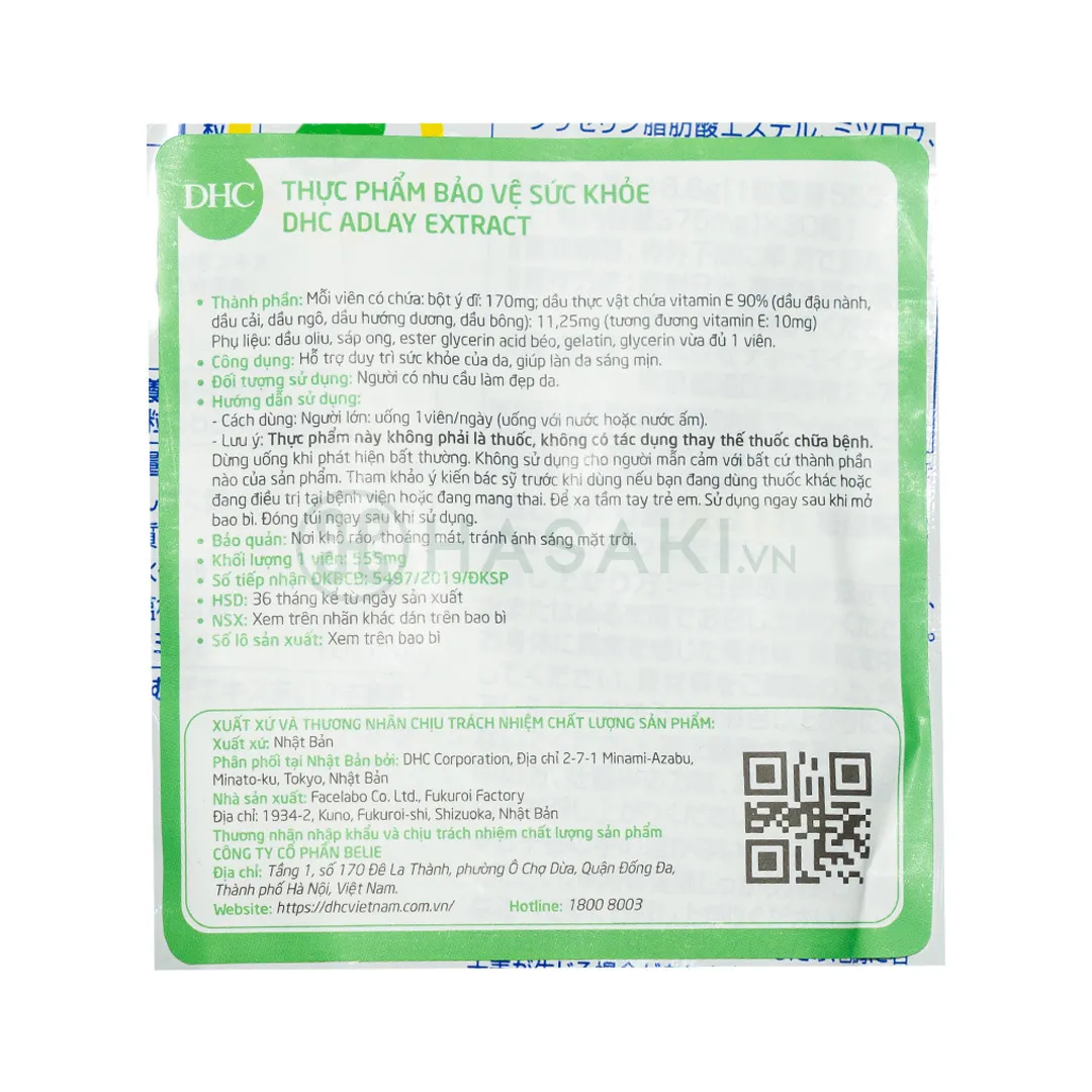  Thực Phẩm Bảo Vệ Sức Khỏe DHC Adlay Extract 3