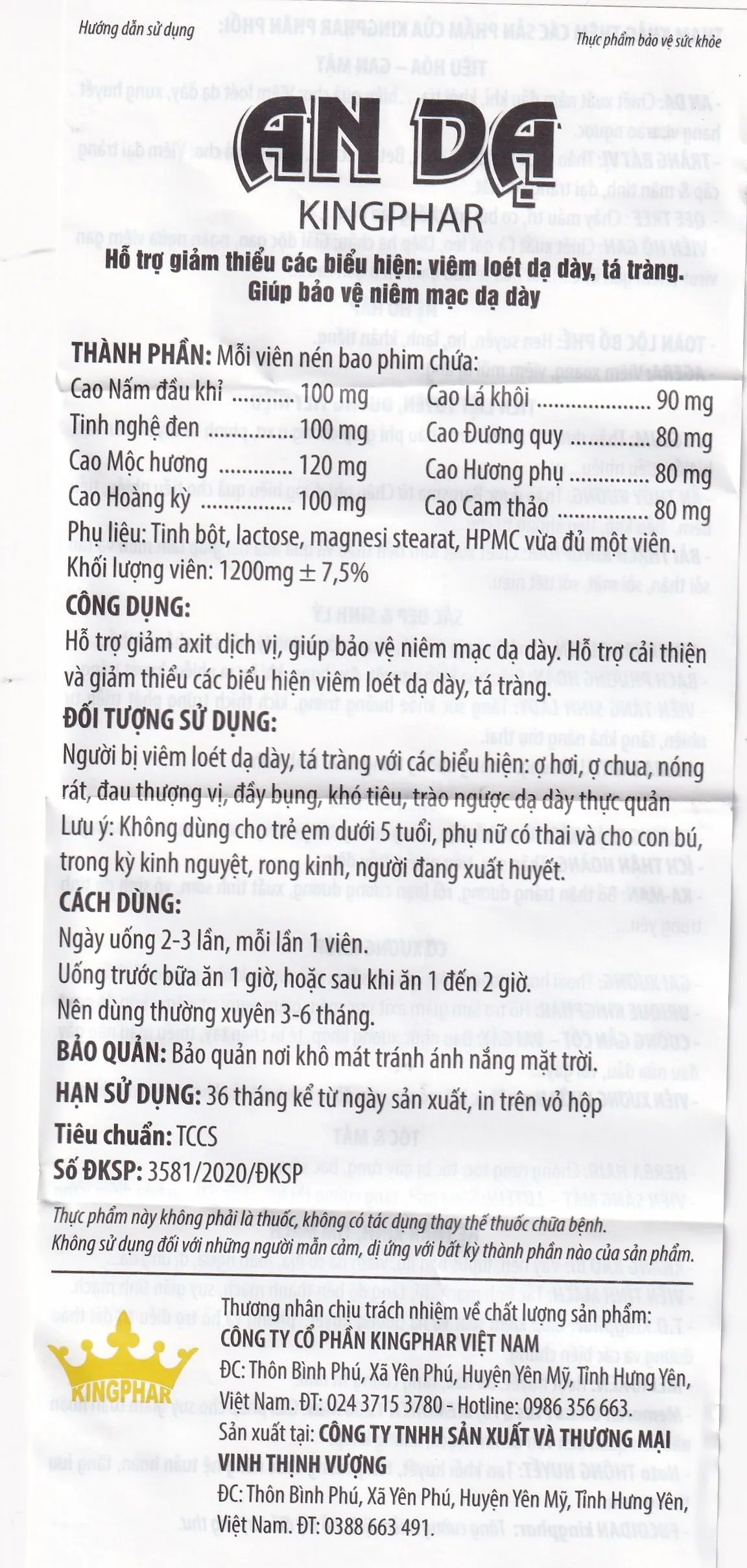 AN DẠ KINGPHAR 60V 15