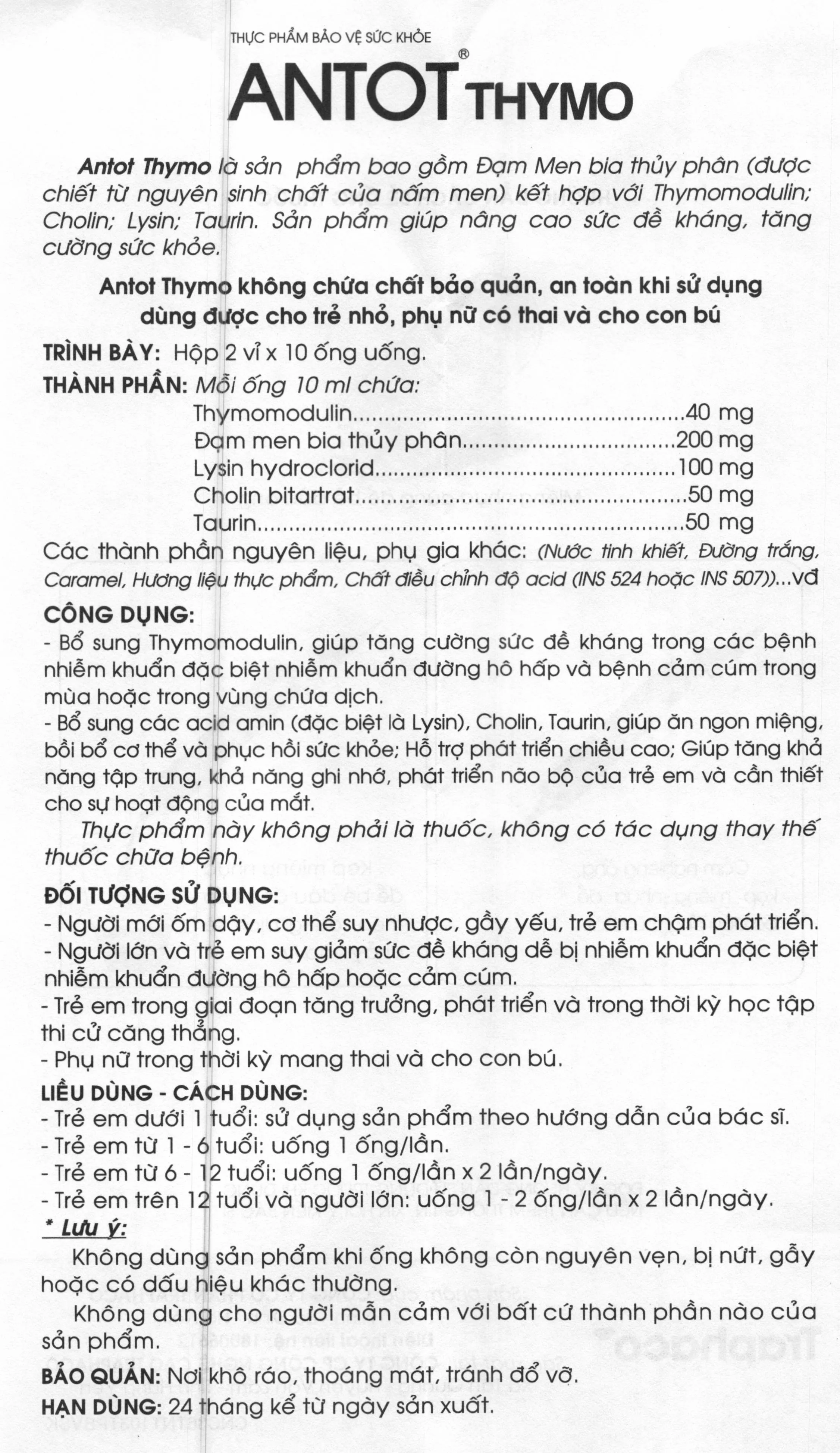 Antot Thymo hộp 20 ống 6