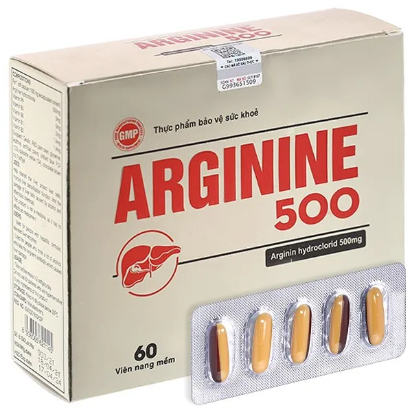 Arginine 500 bổ gan, hỗ trợ bảo vệ tế bào gan hộp 60 viên