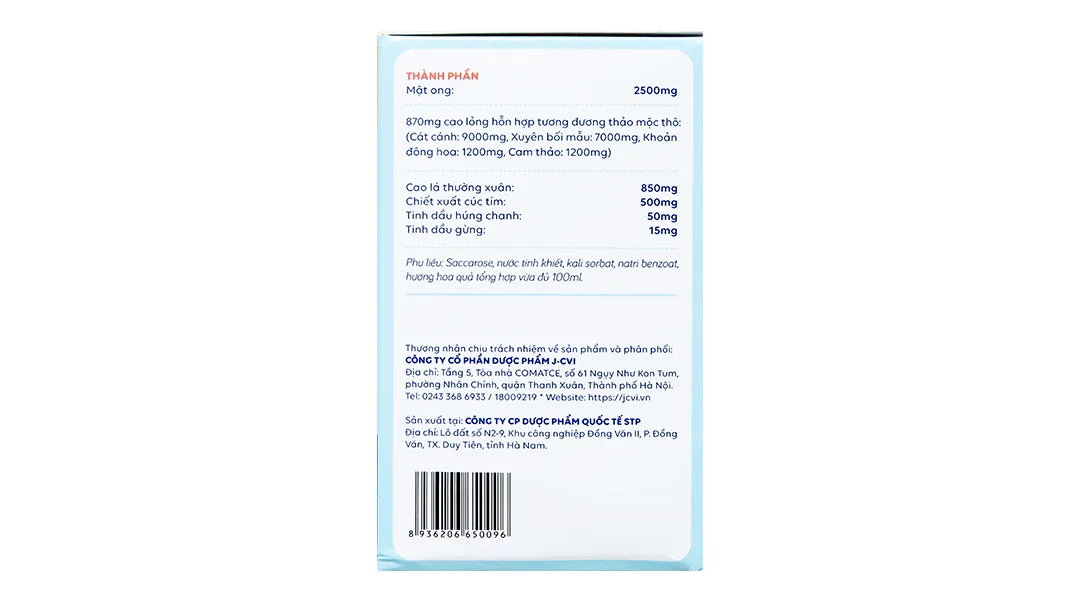 Bổ Phế Jv 10ml hộp 20 ống 5