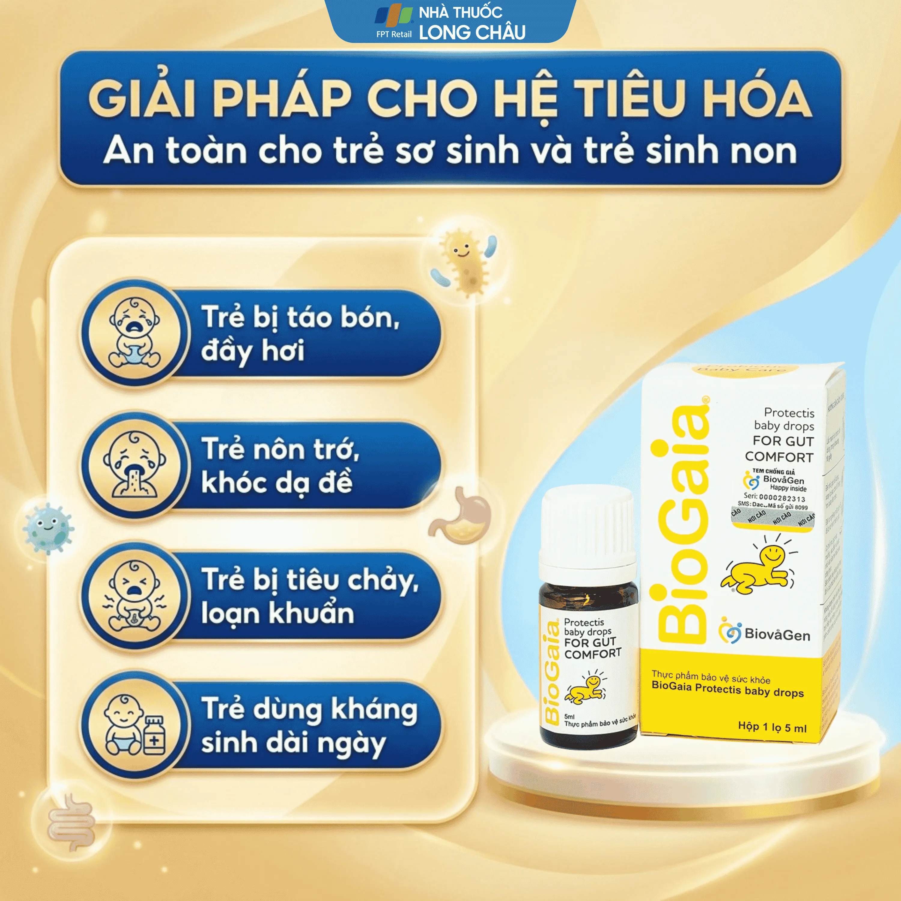 BỔ SUNG LỢI KHUẨN CHO ĐƯỜNG TIÊU HÓA BIOGAIA PROTECTIC BABY DROPS 5ML 2