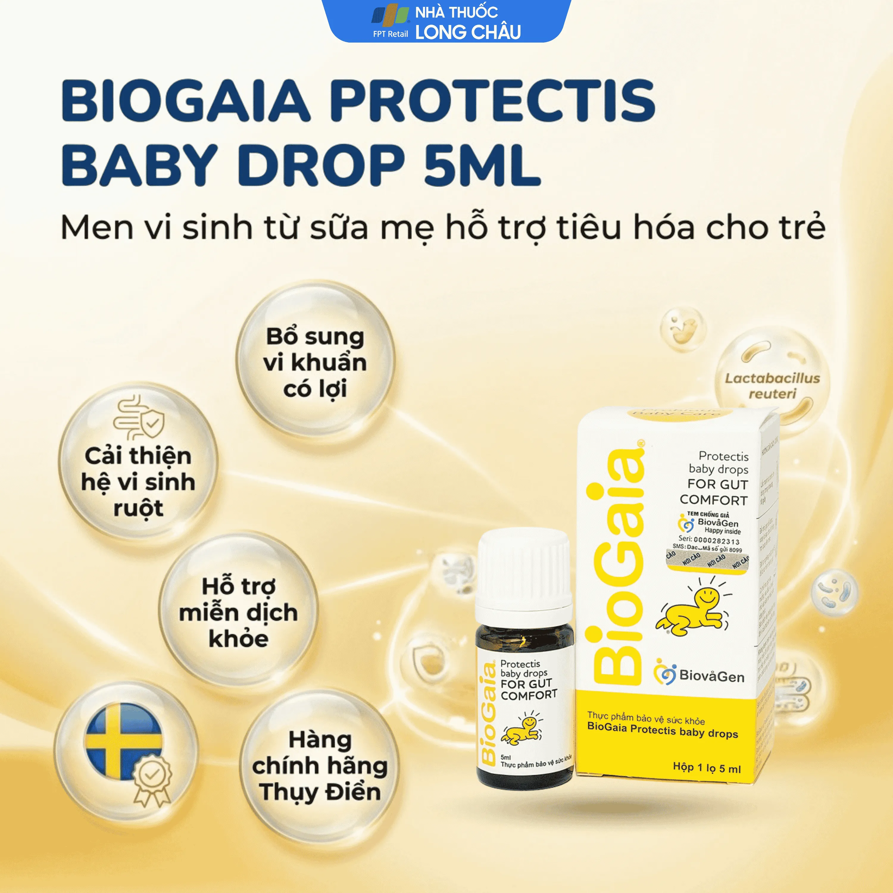 BỔ SUNG LỢI KHUẨN CHO ĐƯỜNG TIÊU HÓA BIOGAIA PROTECTIC BABY DROPS 5ML 3