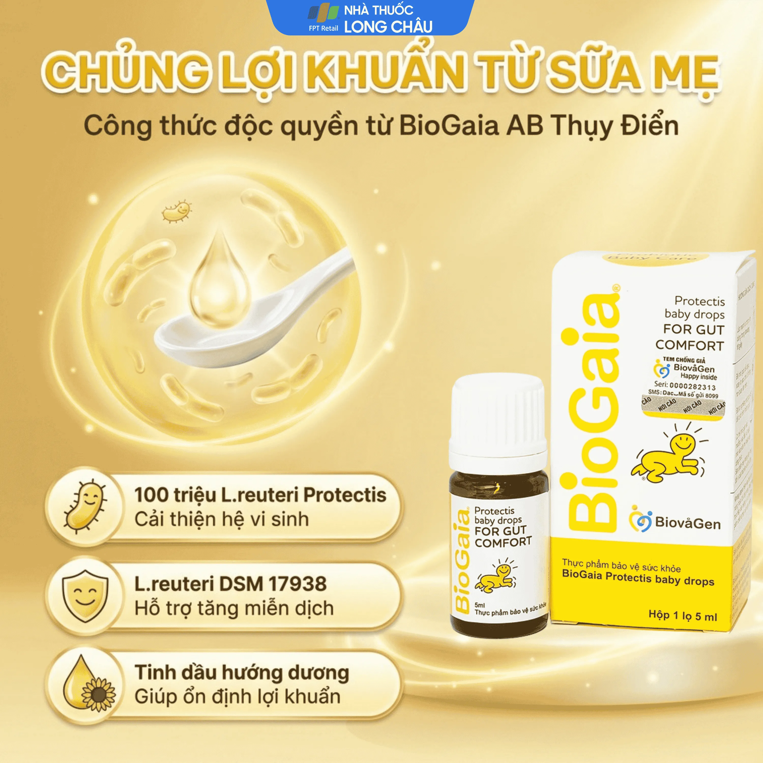 BỔ SUNG LỢI KHUẨN CHO ĐƯỜNG TIÊU HÓA BIOGAIA PROTECTIC BABY DROPS 5ML 4