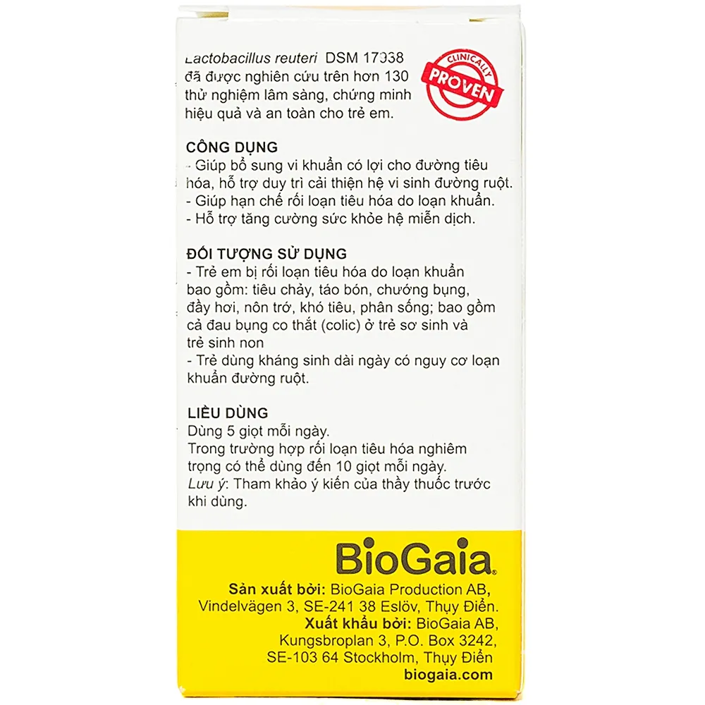 BỔ SUNG LỢI KHUẨN CHO ĐƯỜNG TIÊU HÓA BIOGAIA PROTECTIC BABY DROPS 5ML 10