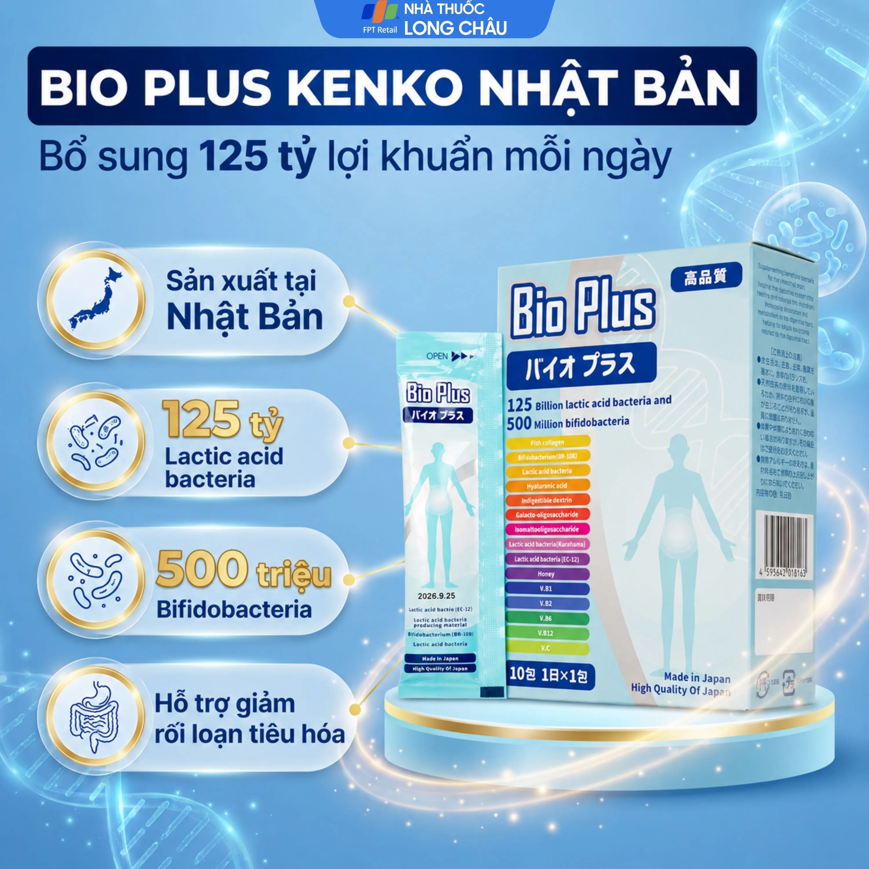 BỔ SUNG LỢI KHUẨN CHO HỆ TIÊU HÓA, GIẢM RỐI LOẠN TIÊU HÓA BIO PLUS KENKO 10 GÓI X 15G 2