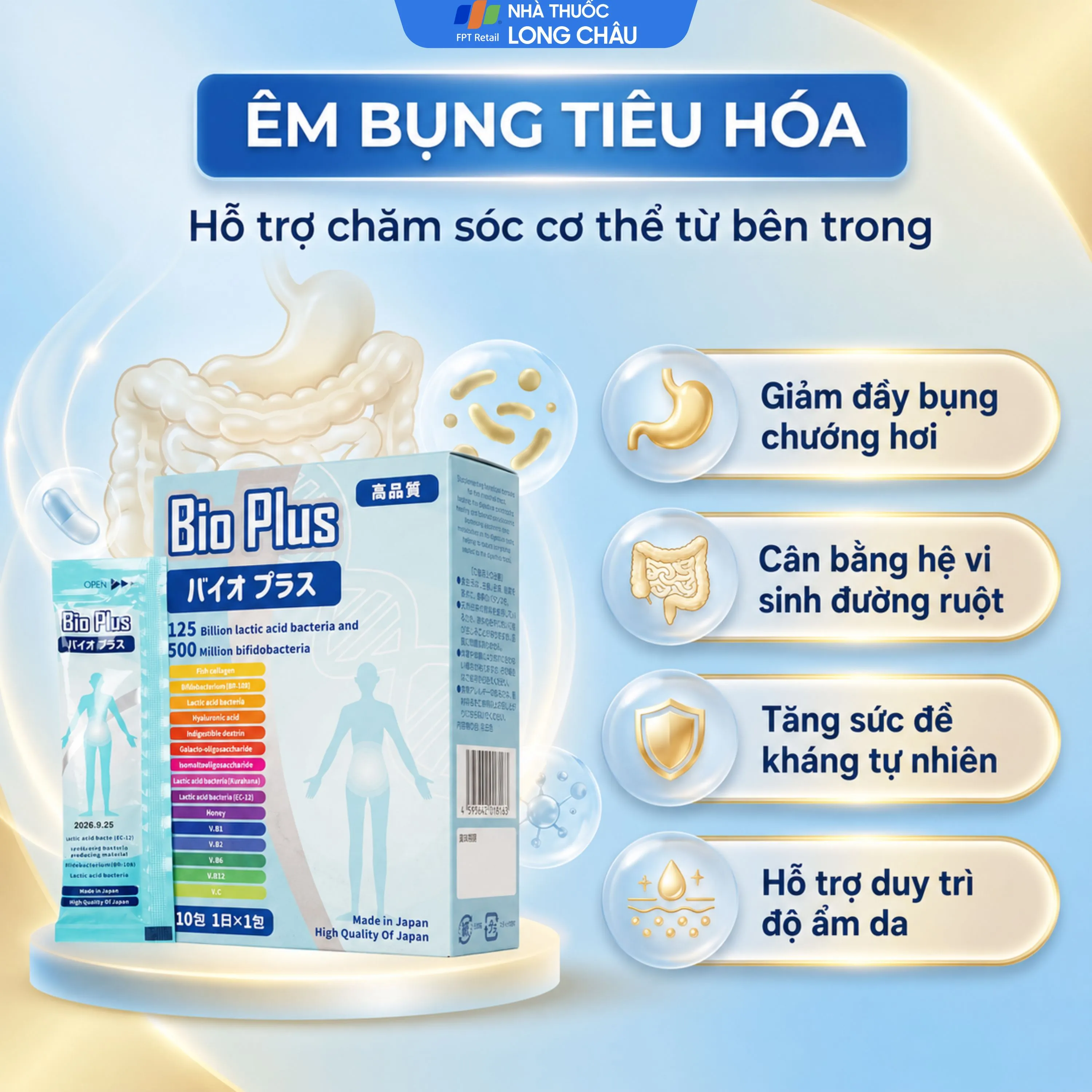 BỔ SUNG LỢI KHUẨN CHO HỆ TIÊU HÓA, GIẢM RỐI LOẠN TIÊU HÓA BIO PLUS KENKO 10 GÓI X 15G 4