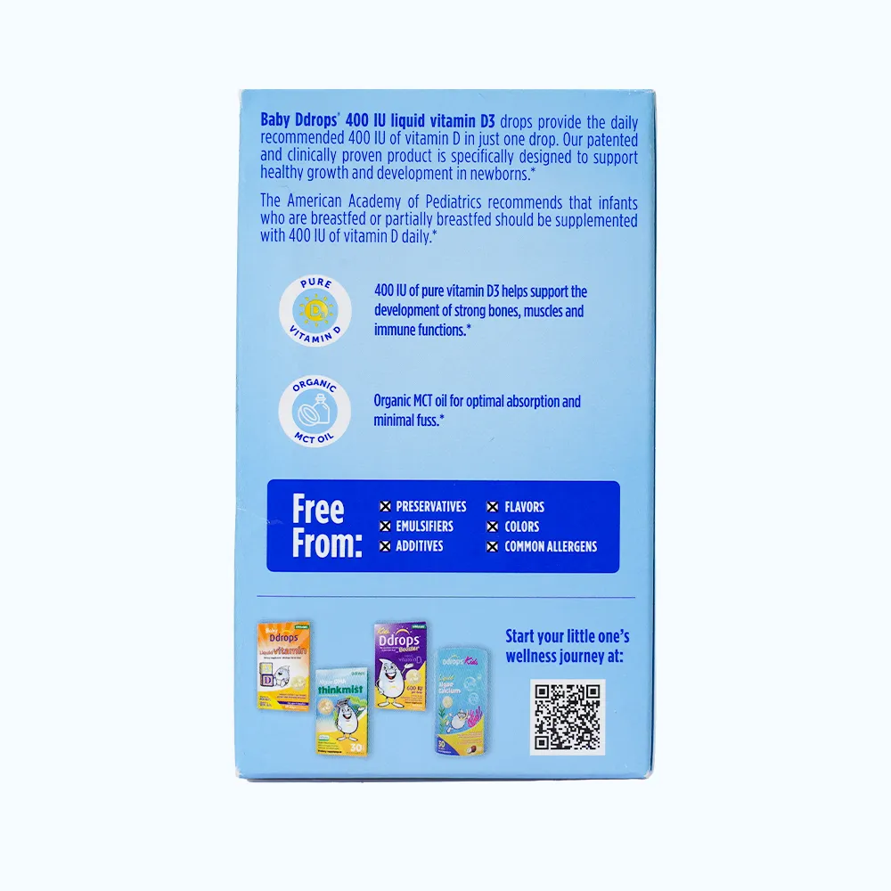 Bổ sung Vitamin D3 Ddrop Baby hỗ trợ hấp thu calci cho trẻ sơ sinh (Chai 2.5ml) 4