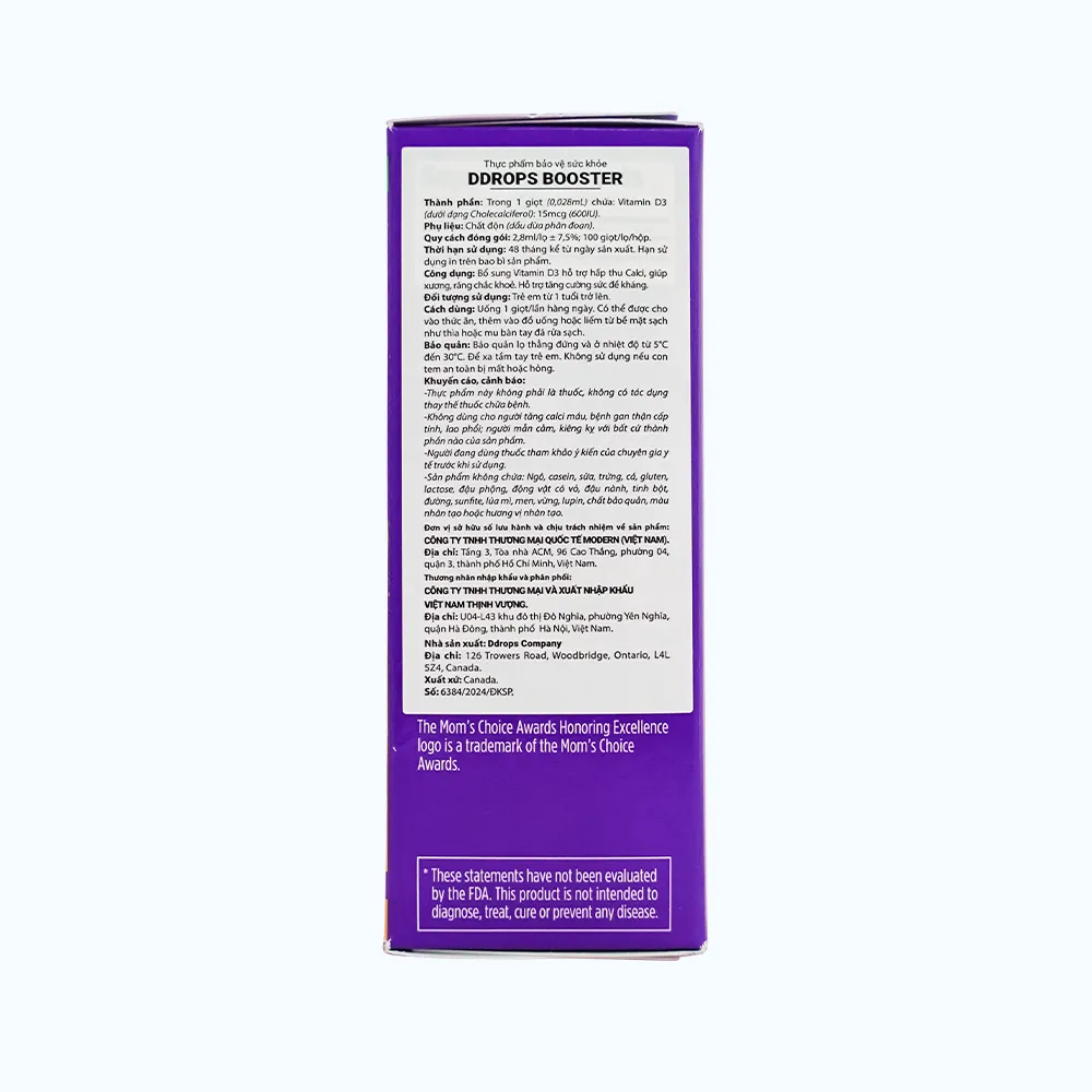 Bổ sung Vitamin D3 Ddrop Kids Hỗ Trợ Hấp Thu Calci Cho Trẻ Từ 1 Tuổi(Chai 2.8ml) 3