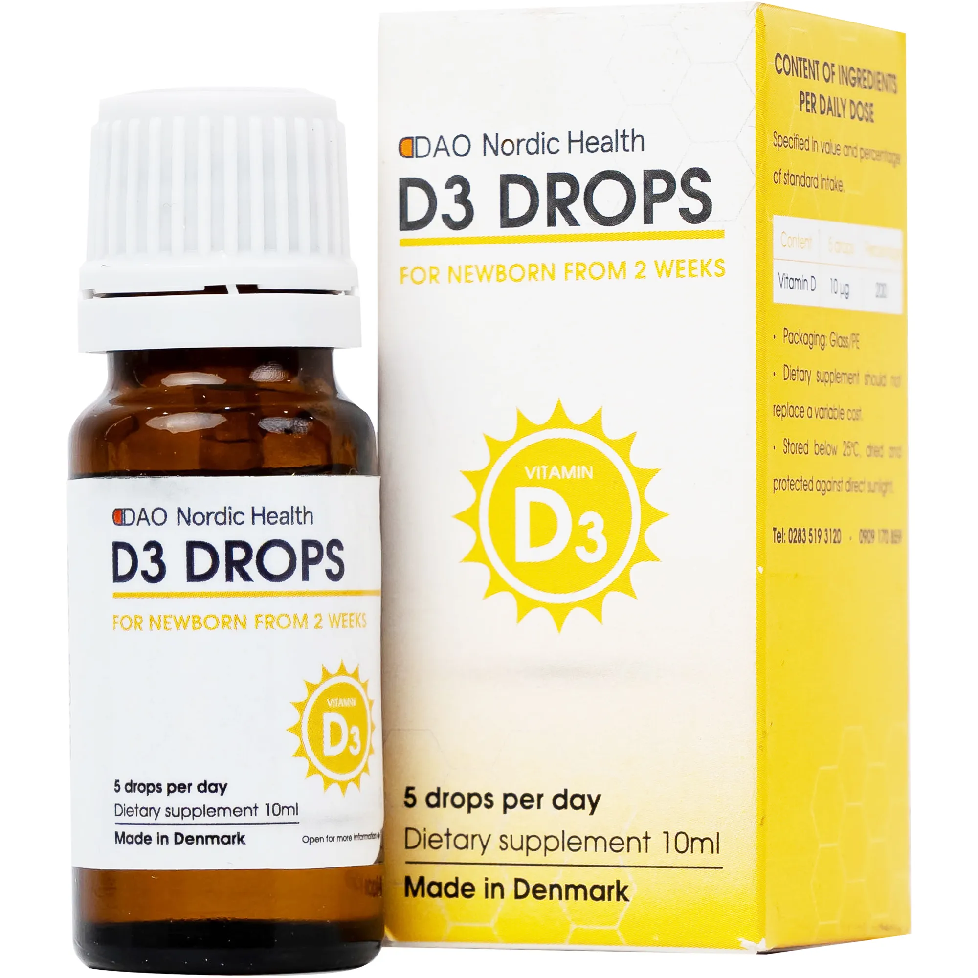 BỔ SUNG VITAMIN D3 HỖ TRỢ XƯƠNG, RĂNG D3 DROPS DAO NORDIC HEALTH 10ML