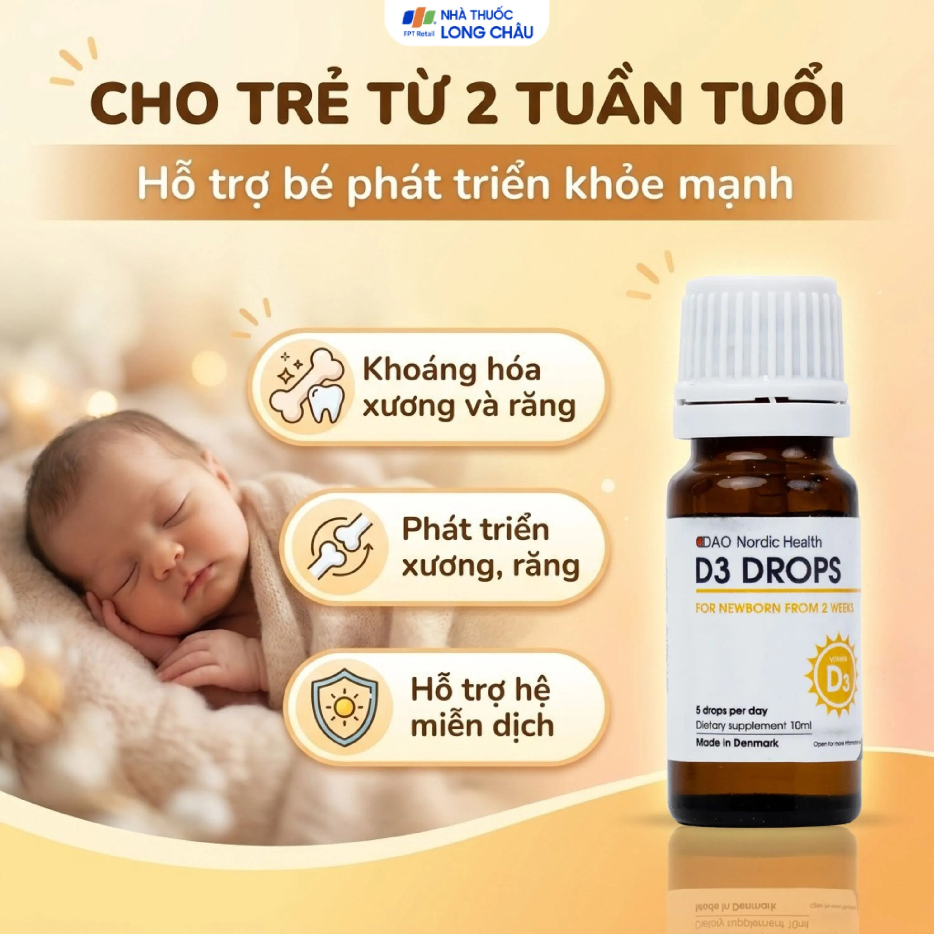 BỔ SUNG VITAMIN D3 HỖ TRỢ XƯƠNG, RĂNG D3 DROPS DAO NORDIC HEALTH 10ML 4
