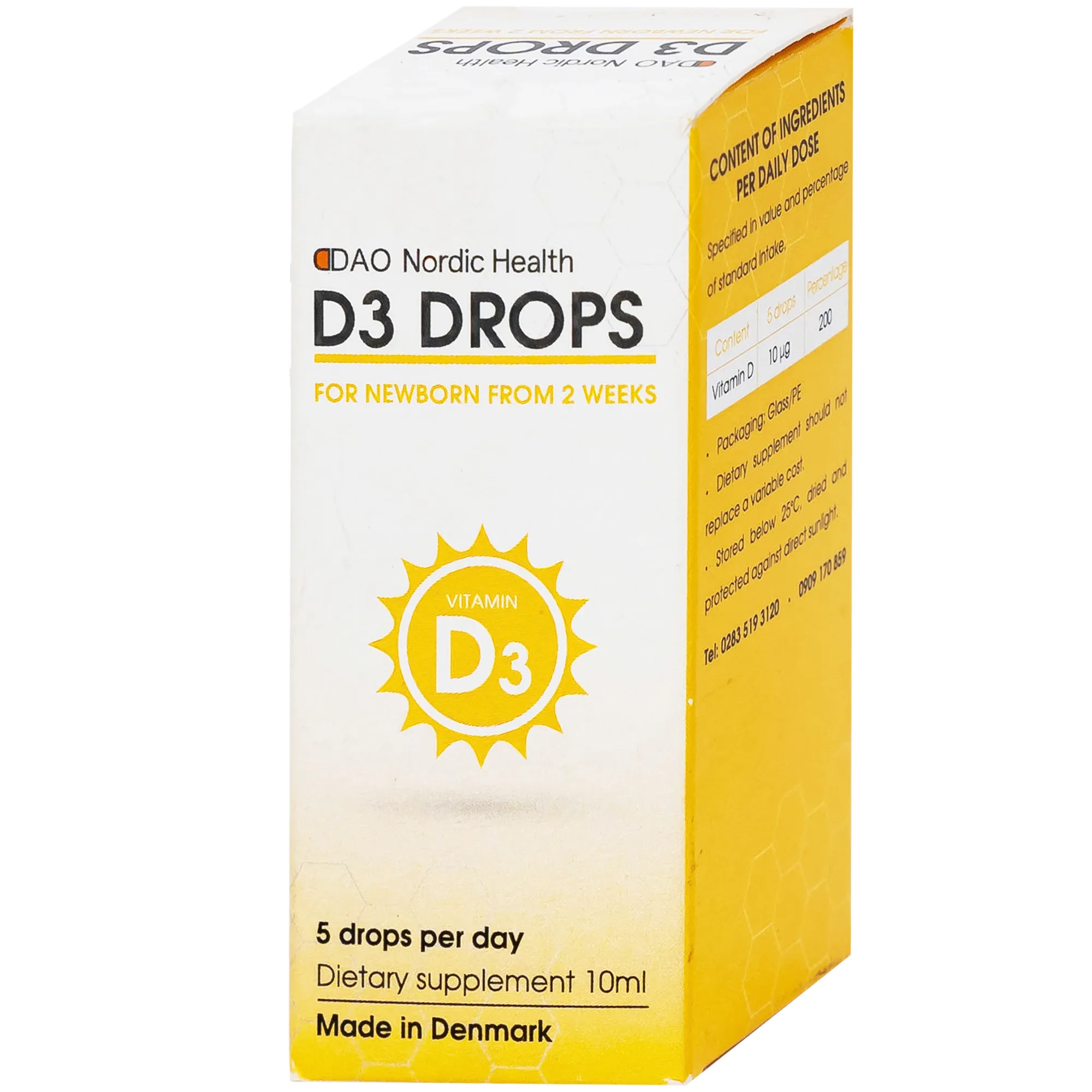 BỔ SUNG VITAMIN D3 HỖ TRỢ XƯƠNG, RĂNG D3 DROPS DAO NORDIC HEALTH 10ML 6
