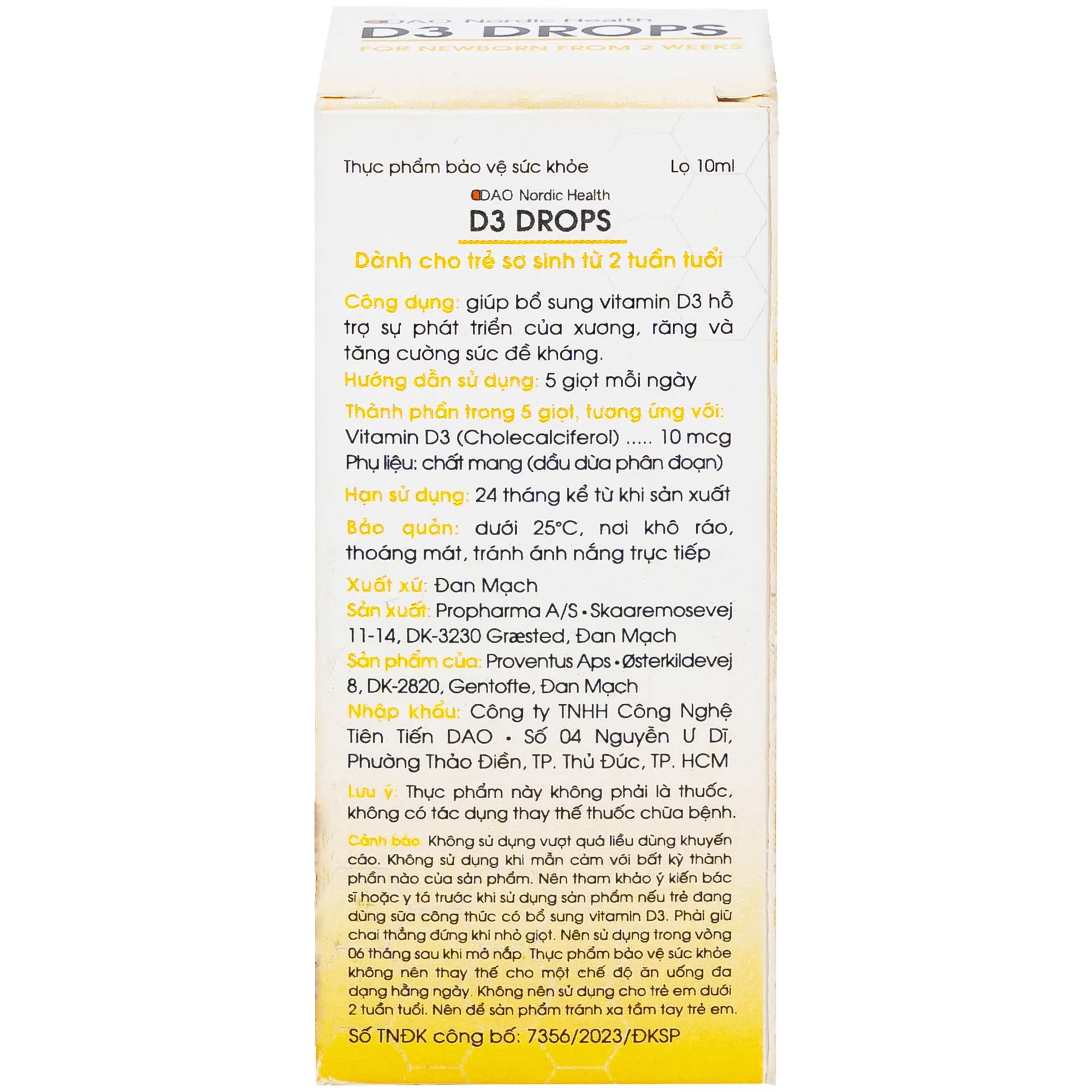 BỔ SUNG VITAMIN D3 HỖ TRỢ XƯƠNG, RĂNG D3 DROPS DAO NORDIC HEALTH 10ML 8