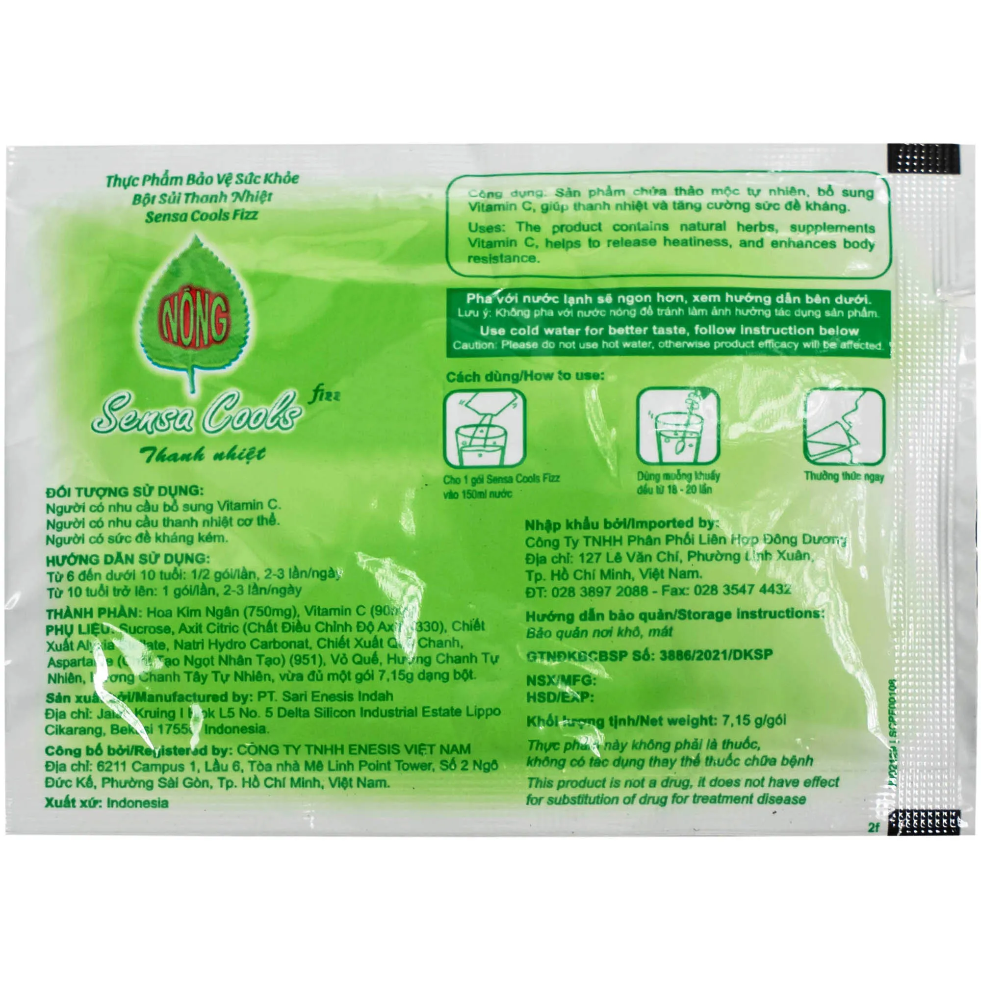 BỘT SỦI THANH NHIỆT SENSA COOLS FIZZ 6 GÓI 8