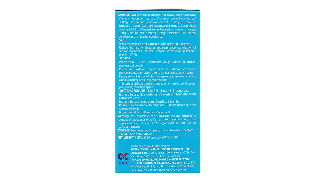 Bảo Khí Khang hỗ trợ các bệnh đường hô hấp hộp 2 lọ x 60 viên 6