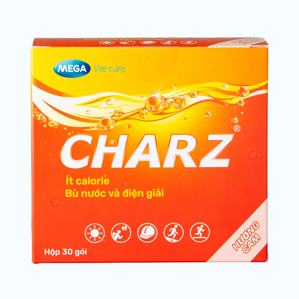 Bột Charz (hương cam) (Hộp 30 gói) giúp bù nước và chất điện giải