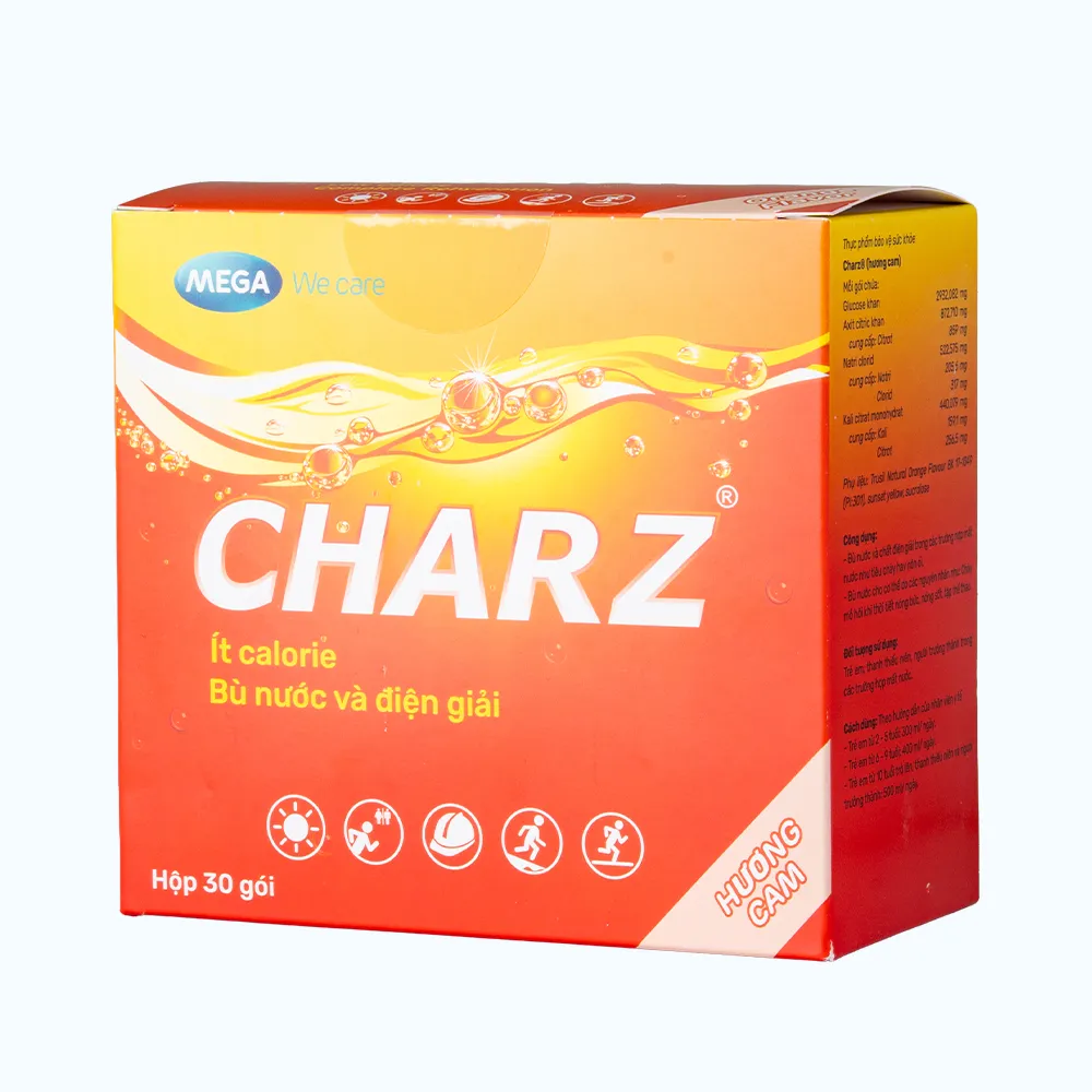 Bột Charz (hương cam) (Hộp 30 gói) giúp bù nước và chất điện giải 4