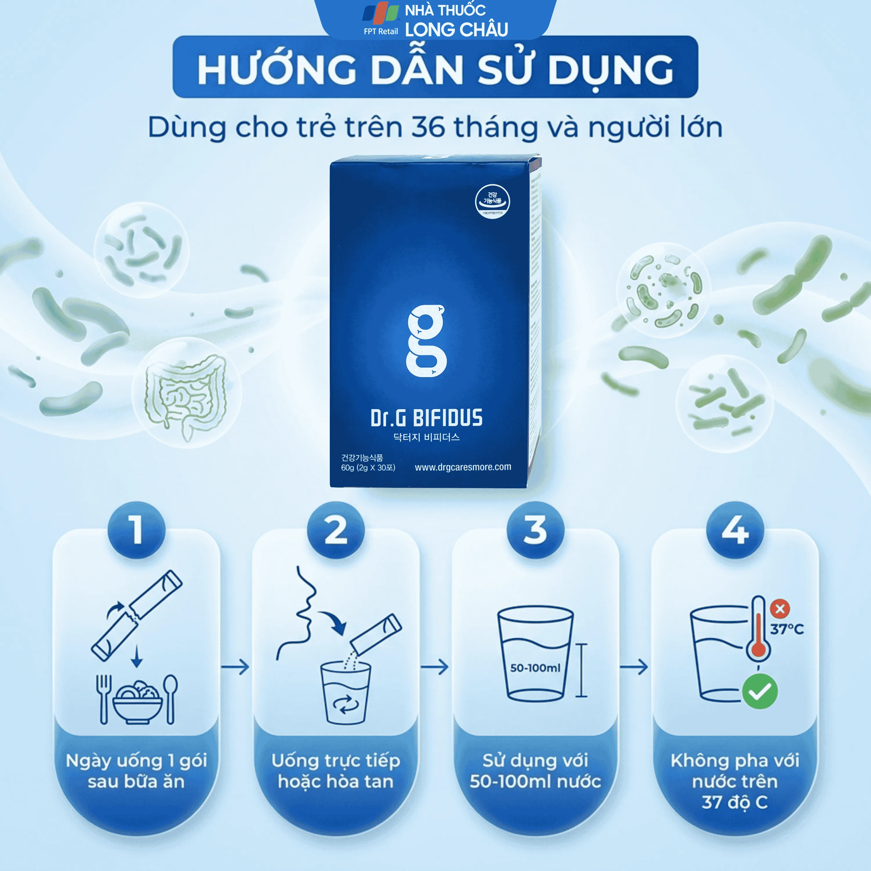 BỘT HỖ TRỢ CẢI THIỆN HỆ TIÊU HÓA DR.G BIFIDUS BIFIDO 30 GÓI X 2G 5