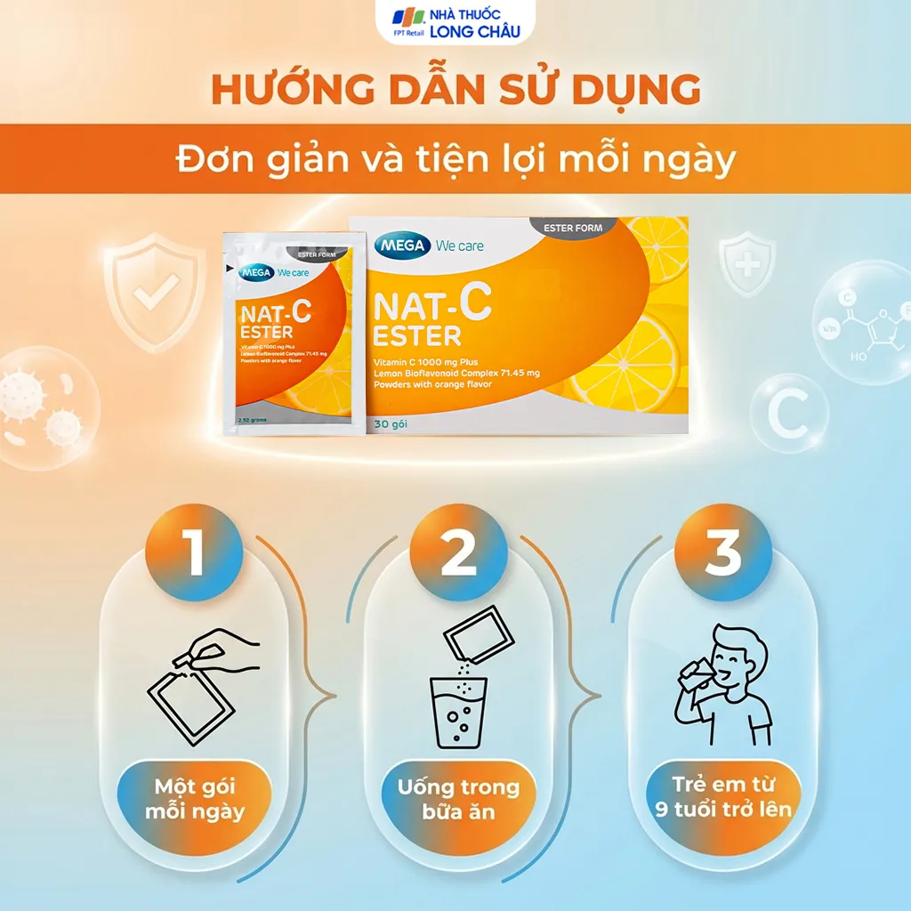 BỘT HỖ TRỢ TĂNG CƯỜNG SỨC ĐỀ KHÁNG NAT C ESTER MEGA 30 GÓI 5