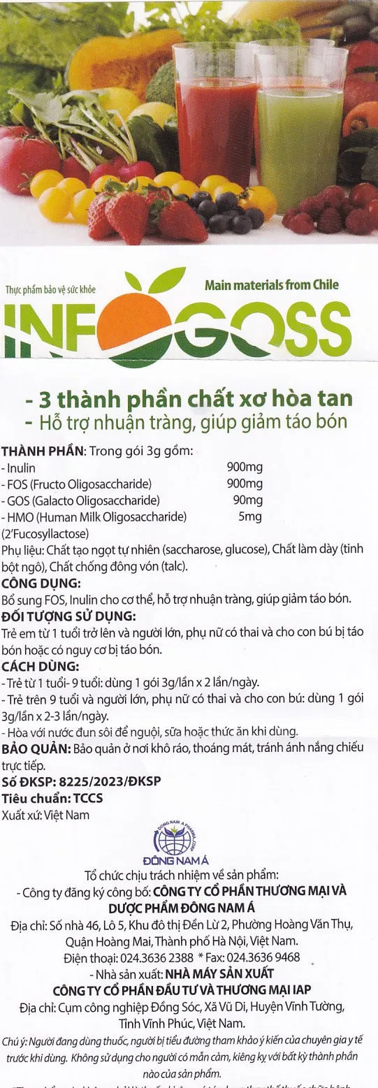 BỘT HÒA TAN GIÚP GIẢM TÁO BÓN INFOGOSS IAP 30 GÓI 20