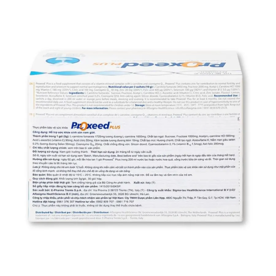 Bột Proxerex Sigma-tau HealthScience hỗ trợ tăng cường sinh lực nam giới (Hộp 30 gói) 3