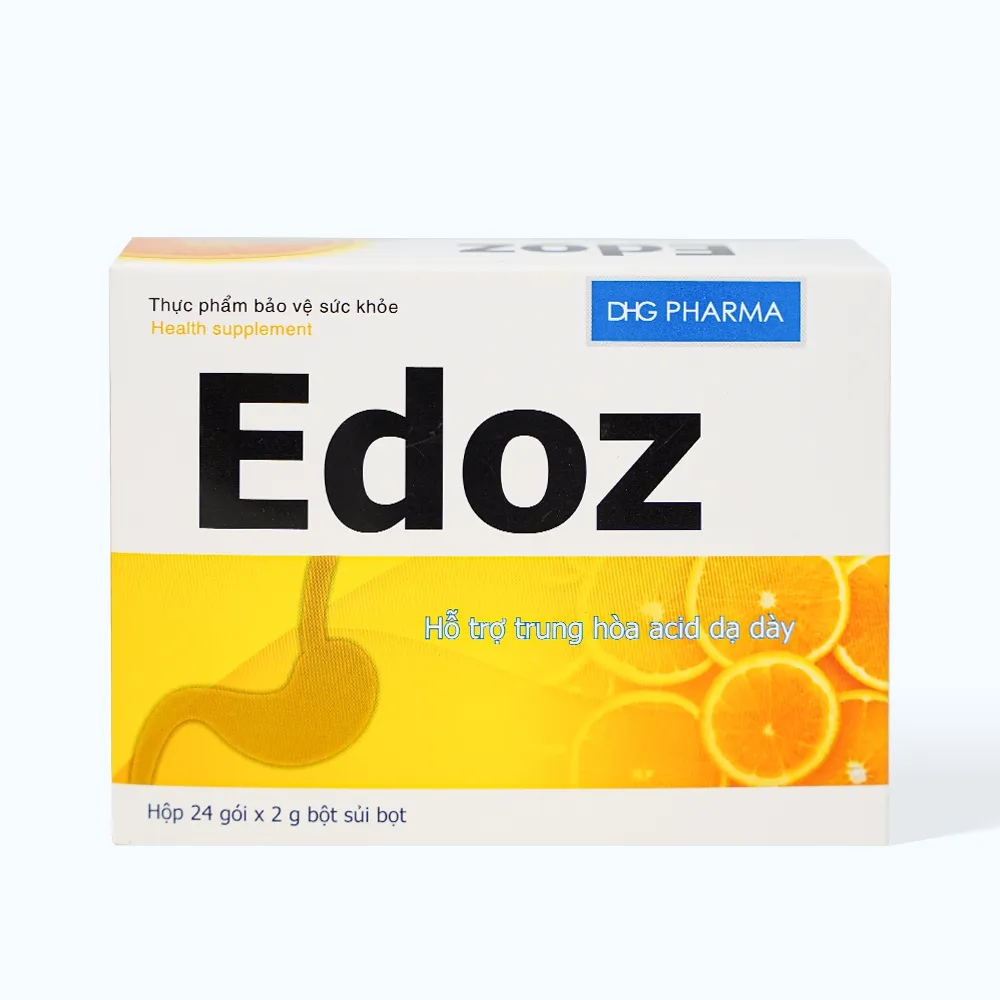 Bột sủi dạ dày Edoz (Hộp 24 gói x 2g) giúp hỗ trợ trung hòa acid dạ dày