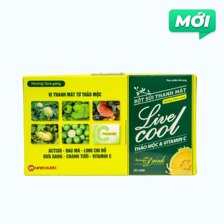 BỘT SỦI THANH MÁT LIVECOOL HƯƠNG DƯA GANG giúp giải khát (10 gói x 7g)