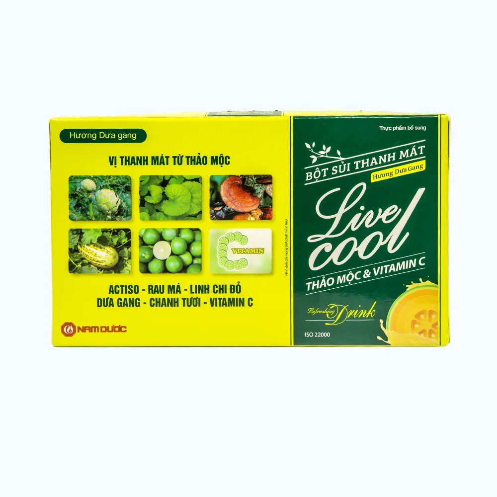 BỘT SỦI THANH MÁT LIVECOOL HƯƠNG DƯA GANG giúp giải khát (10 gói x 7g) 2
