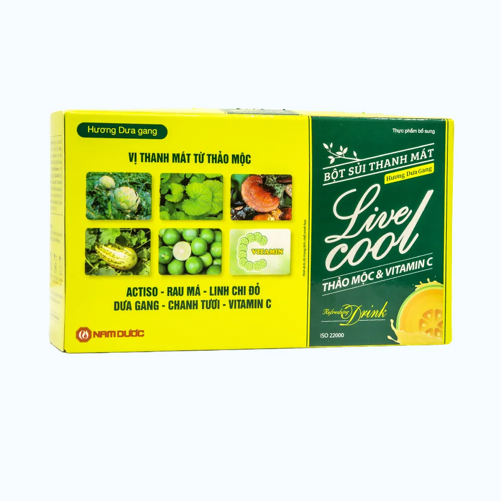BỘT SỦI THANH MÁT LIVECOOL HƯƠNG DƯA GANG giúp giải khát (10 gói x 7g) 3