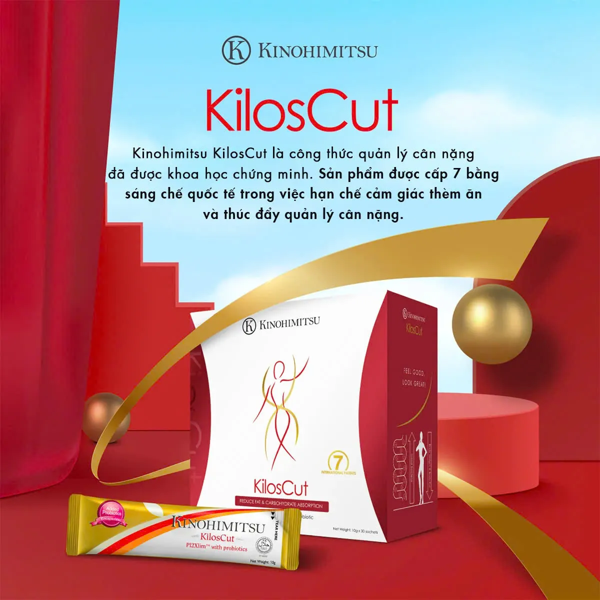 Bột uống giảm cân và giảm mỡ nội tạng cao cấp Kinohimitsu Kiloscut (10g X 30 Gói) 2
