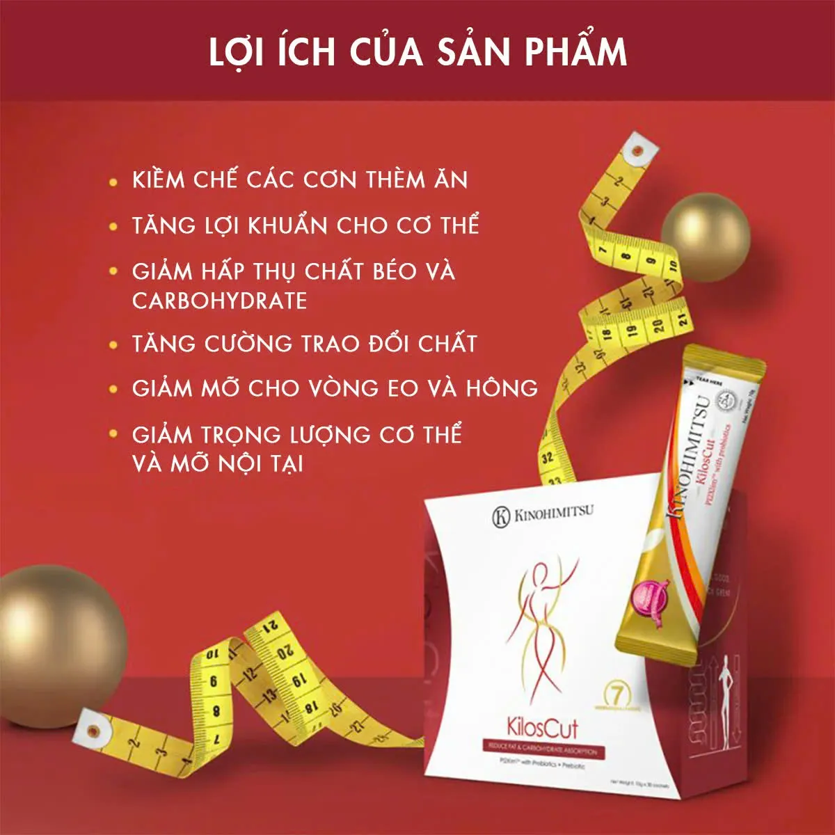 Bột uống giảm cân và giảm mỡ nội tạng cao cấp Kinohimitsu Kiloscut (10g X 30 Gói) 3