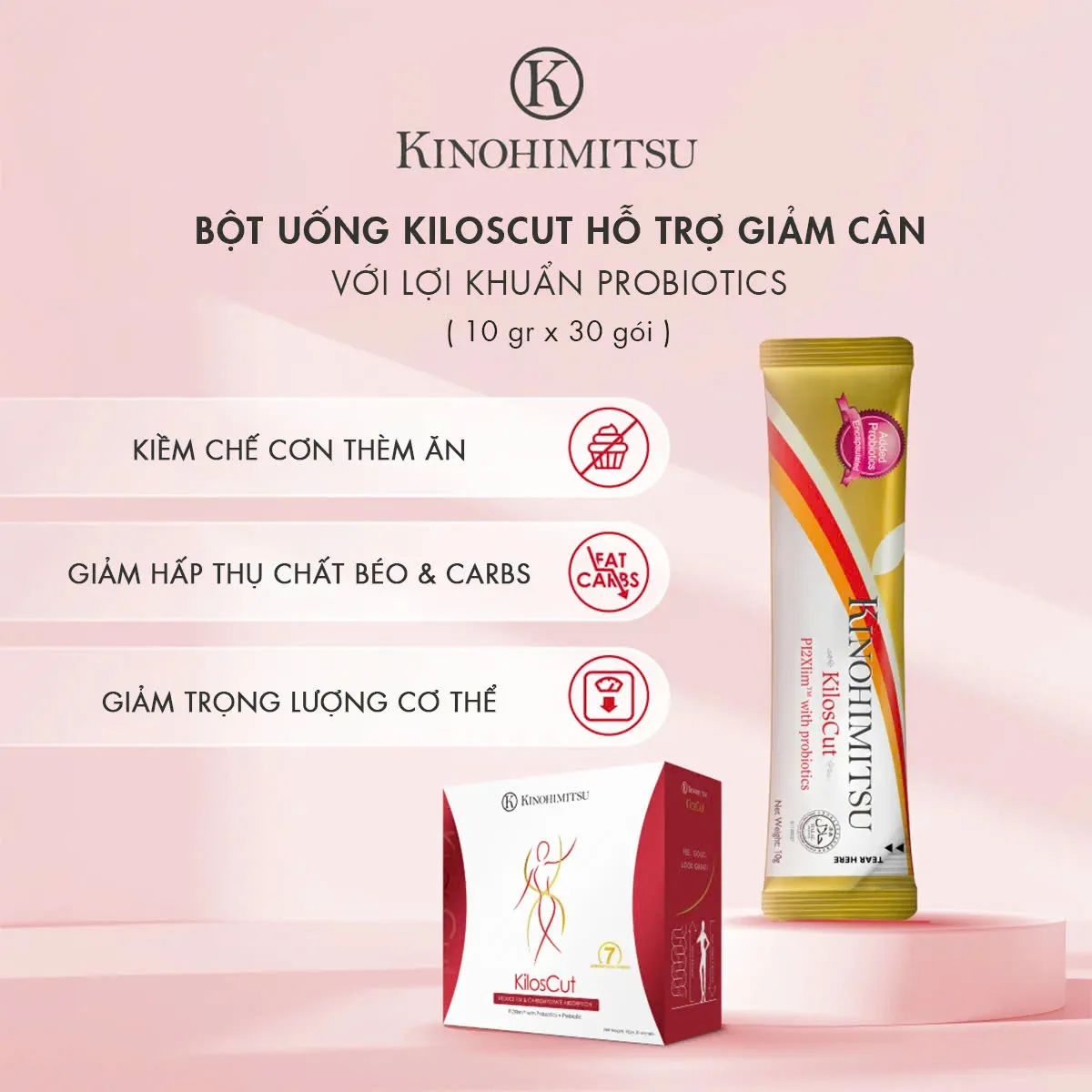 Bột uống giảm cân và giảm mỡ nội tạng cao cấp Kinohimitsu Kiloscut (10g X 30 Gói) 4