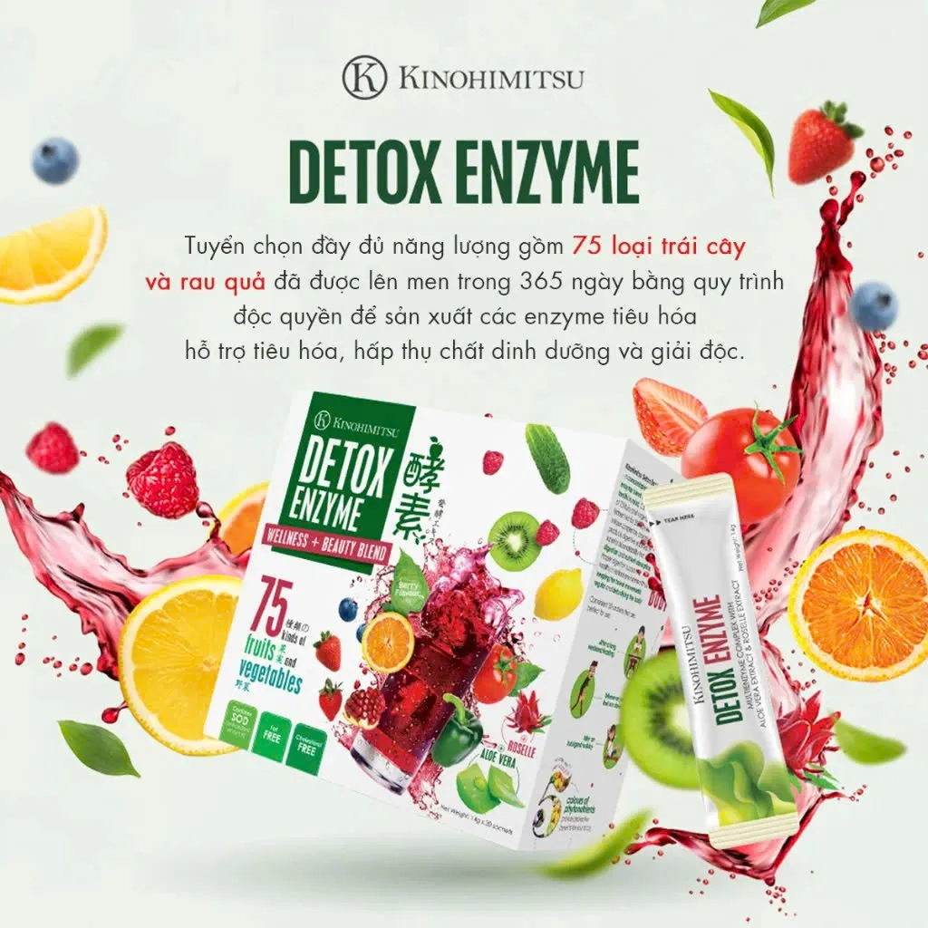 Bột uống thải độc, kiểm soát cân nặng Kinohimitsu Detox Enzyme (14g X 30 gói) 6