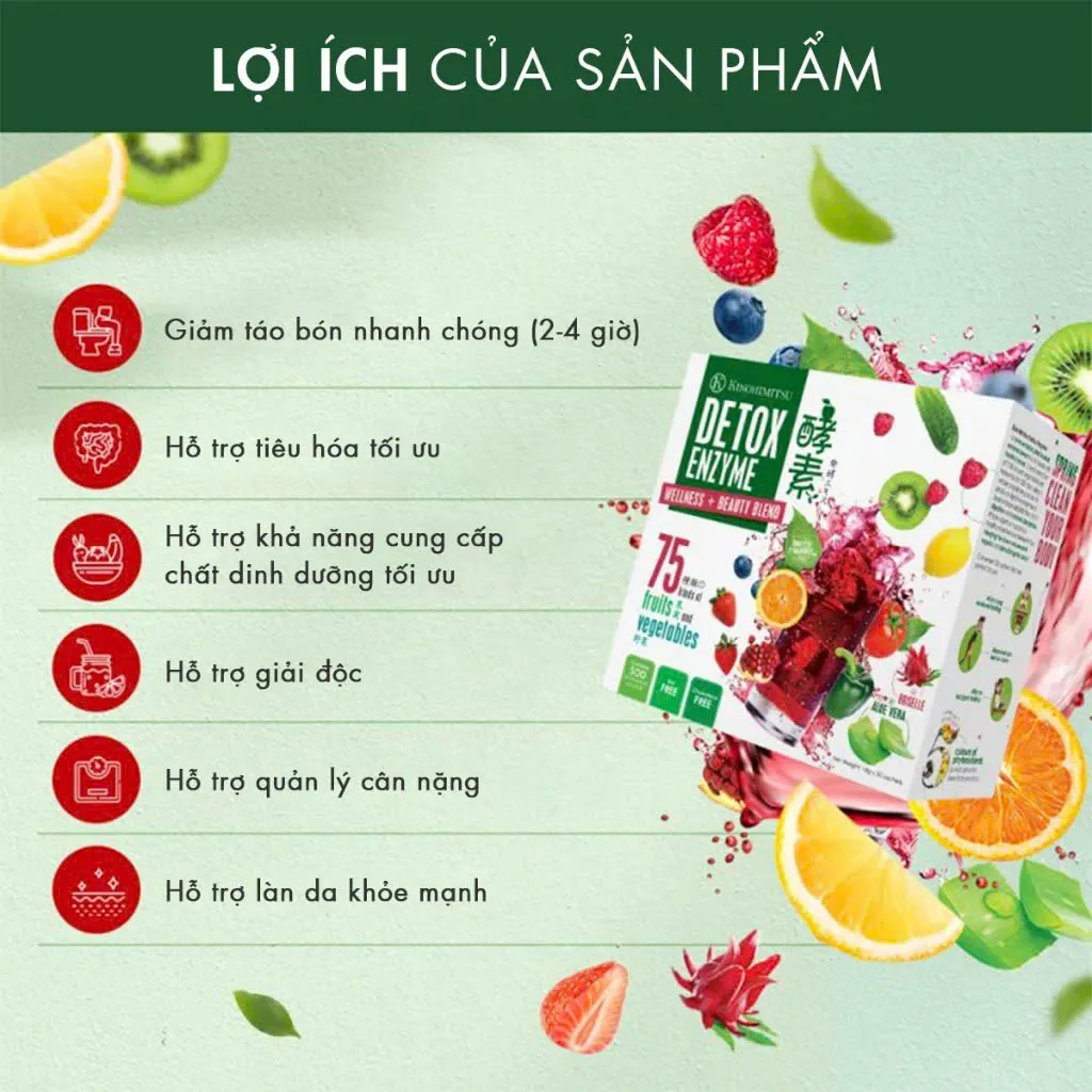 Bột uống thải độc, kiểm soát cân nặng Kinohimitsu Detox Enzyme (14g X 30 gói) 7
