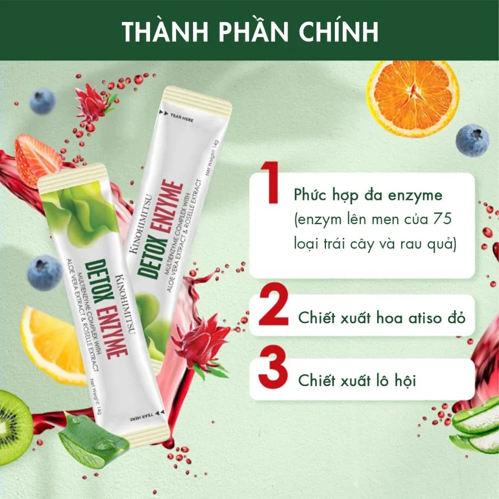 Bột uống thải độc, kiểm soát cân nặng Kinohimitsu Detox Enzyme (14g X 30 gói) 11