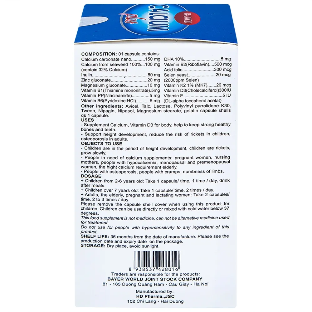 BAWOD CALCIUM PLUS HDPHARMA 60V 7