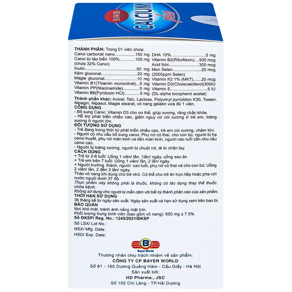 BAWOD CALCIUM PLUS HDPHARMA 60V 8