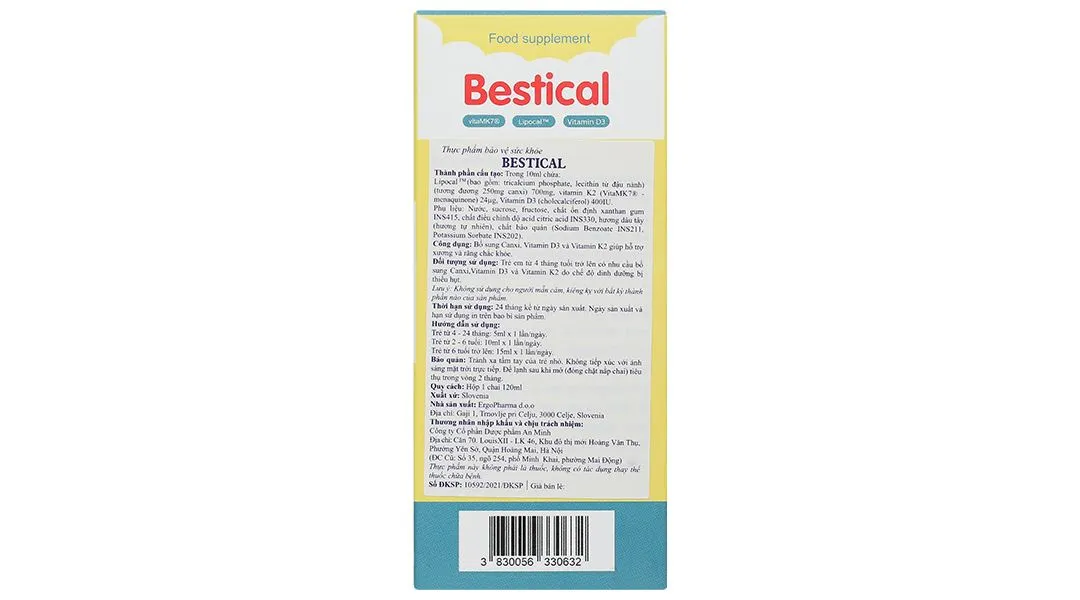 Bestical bổ sung canxi; hỗ trợ xương, răng chắc khỏe chai 120 ml 5