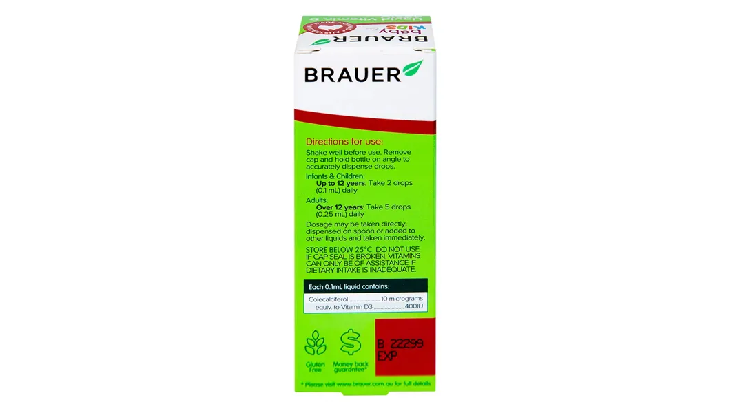 Brauer Baby & Kids Liquid Vitamin D 400IU chai 10ml 5